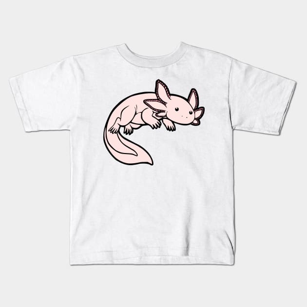 Pink Axolotl Salamander Newt Kids T-Shirt by SandiTyche